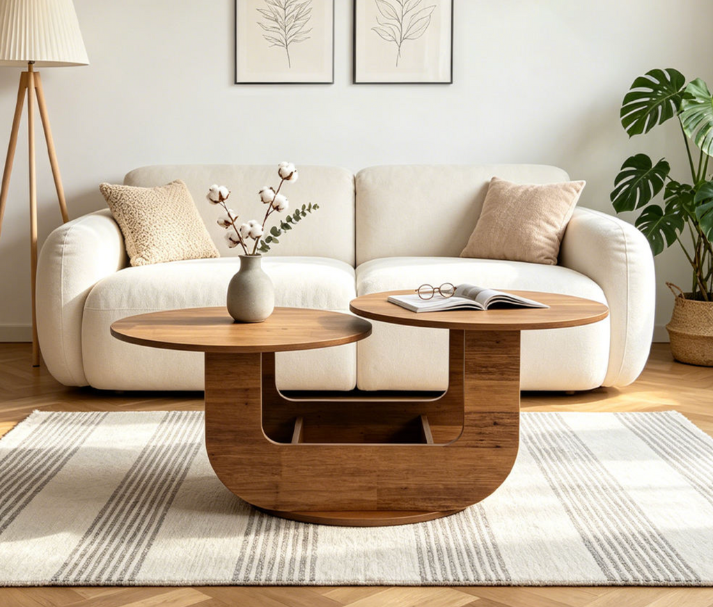 Modern Asymmetrical Round Coffee Table