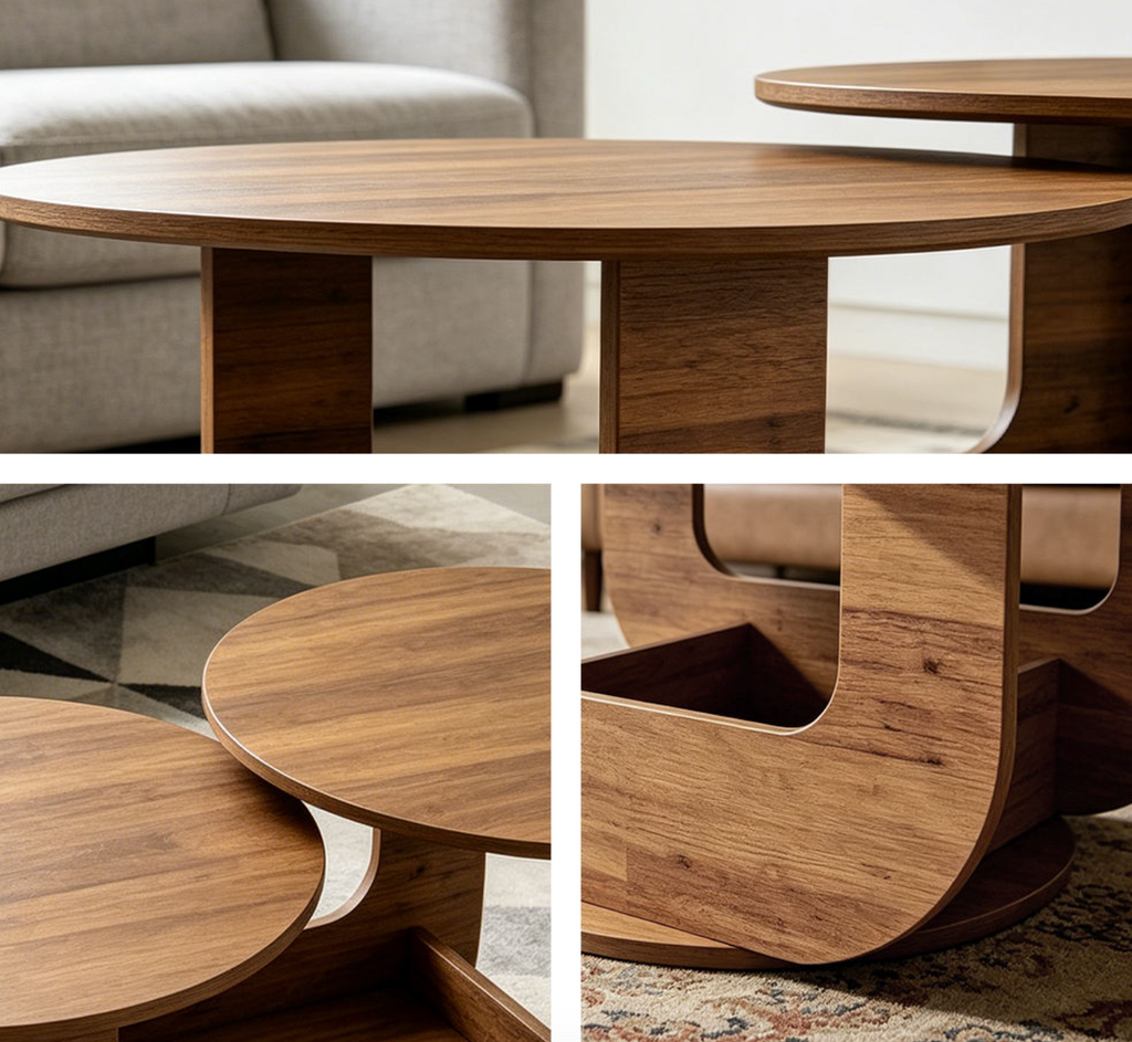 Modern Asymmetrical Round Coffee Table