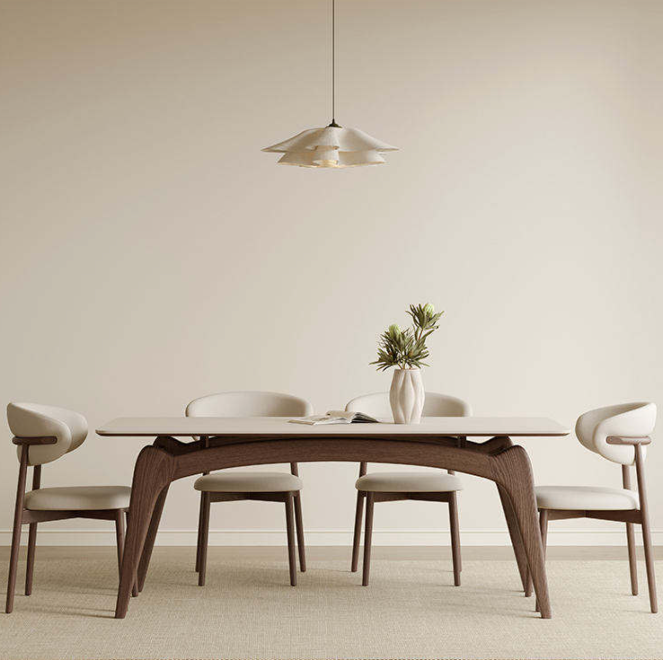 Nordic Solid Wood PU Accent Chair