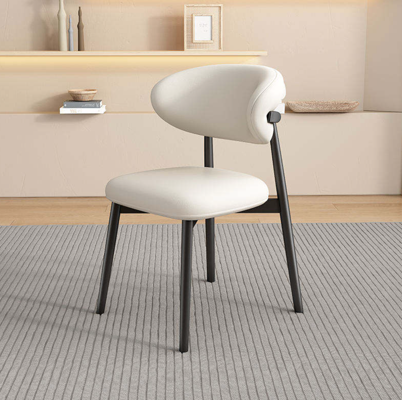 Nordic Solid Wood PU Accent Chair