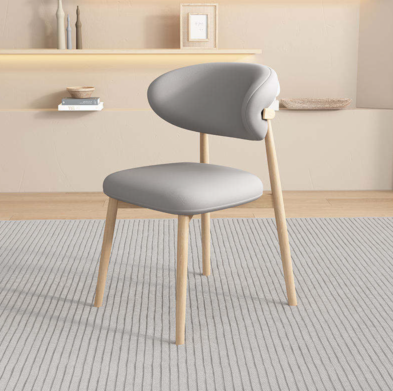 Nordic Solid Wood PU Accent Chair